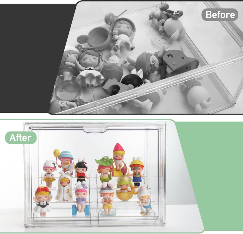 Cutora Clear Acrylic Display Case, 4 Tier Acrylic Blind Box for Figures, Dustproof Storage Organizer with Magnetic Door for Action Figures, Stackable Collectibiles Showcase for Doll Toy Car Model - Image 5